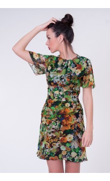 Vestido drapeado. Flores